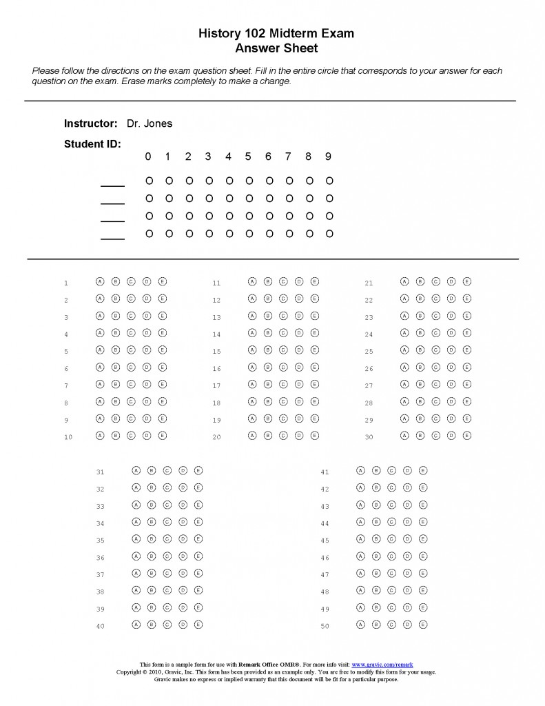 Blank Answer Sheet Template 22 2200 – KAESG BLOG