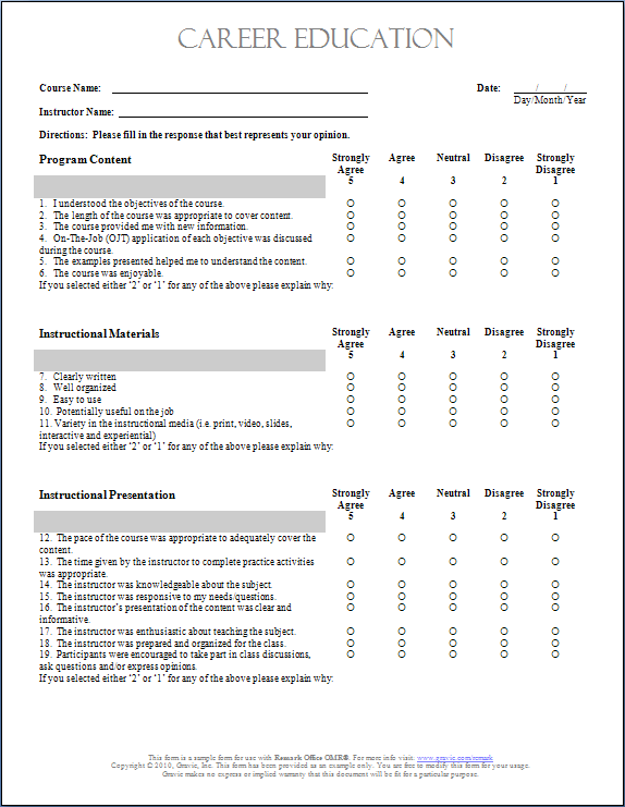 Training Survey Template Word from remarksoftware.com