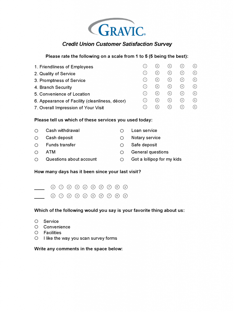 Satisfaction survey sample form