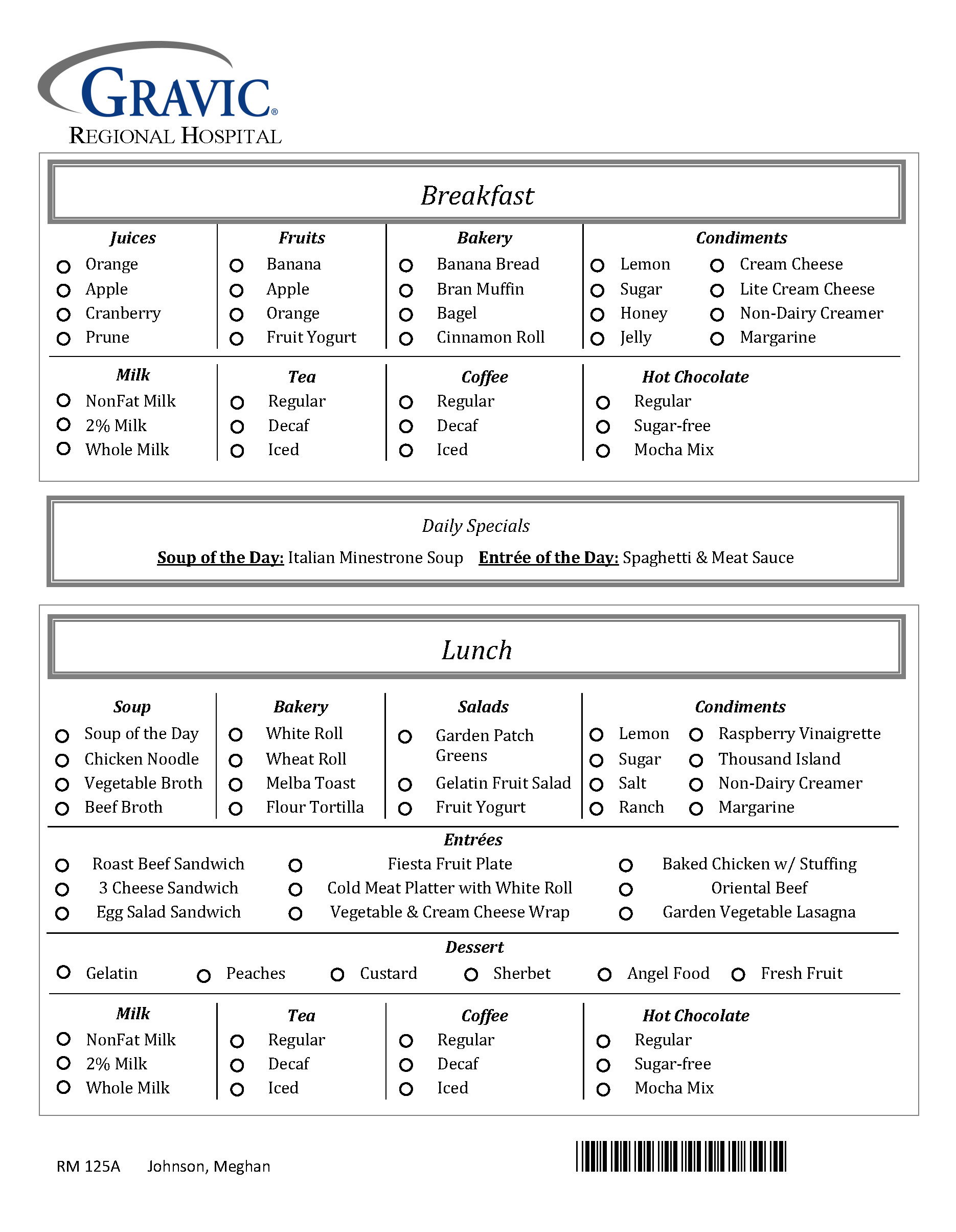 Hospital Menu · Remark Software