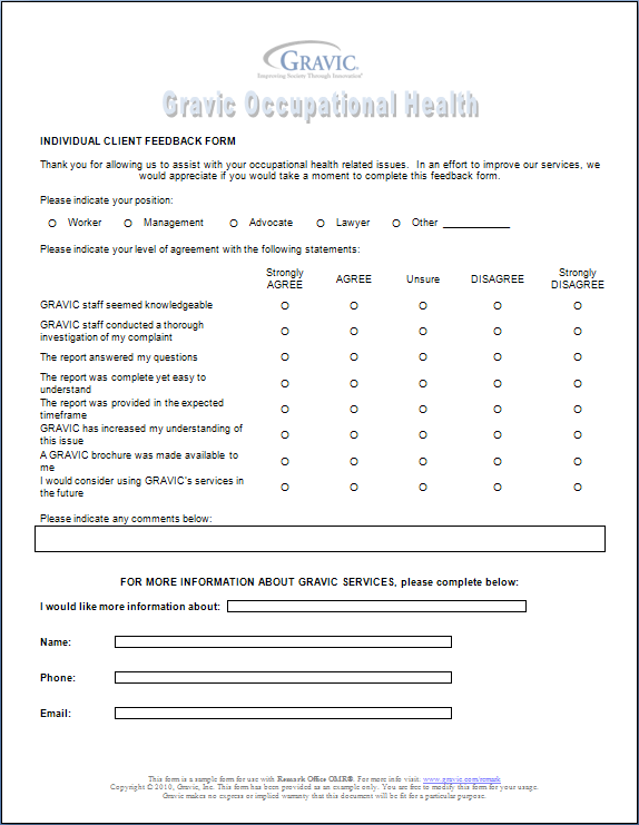 Occupational Health Survey for Remark Office OMR
