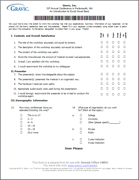 Conference Session Evaluation Form · Remark Software