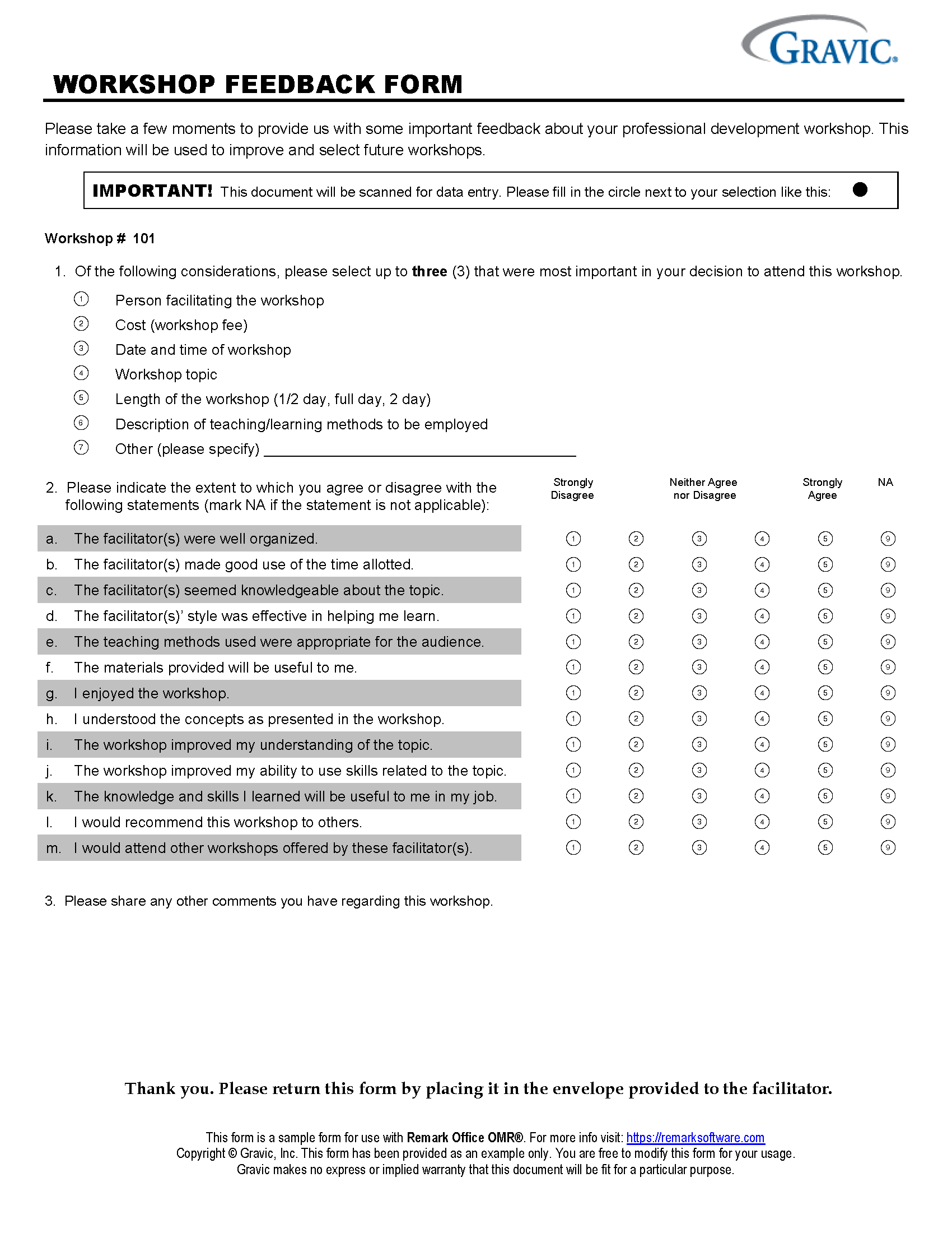 Feedback Survey · Remark Software