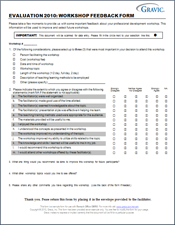 Workshop Feedback Survey · Remark Software