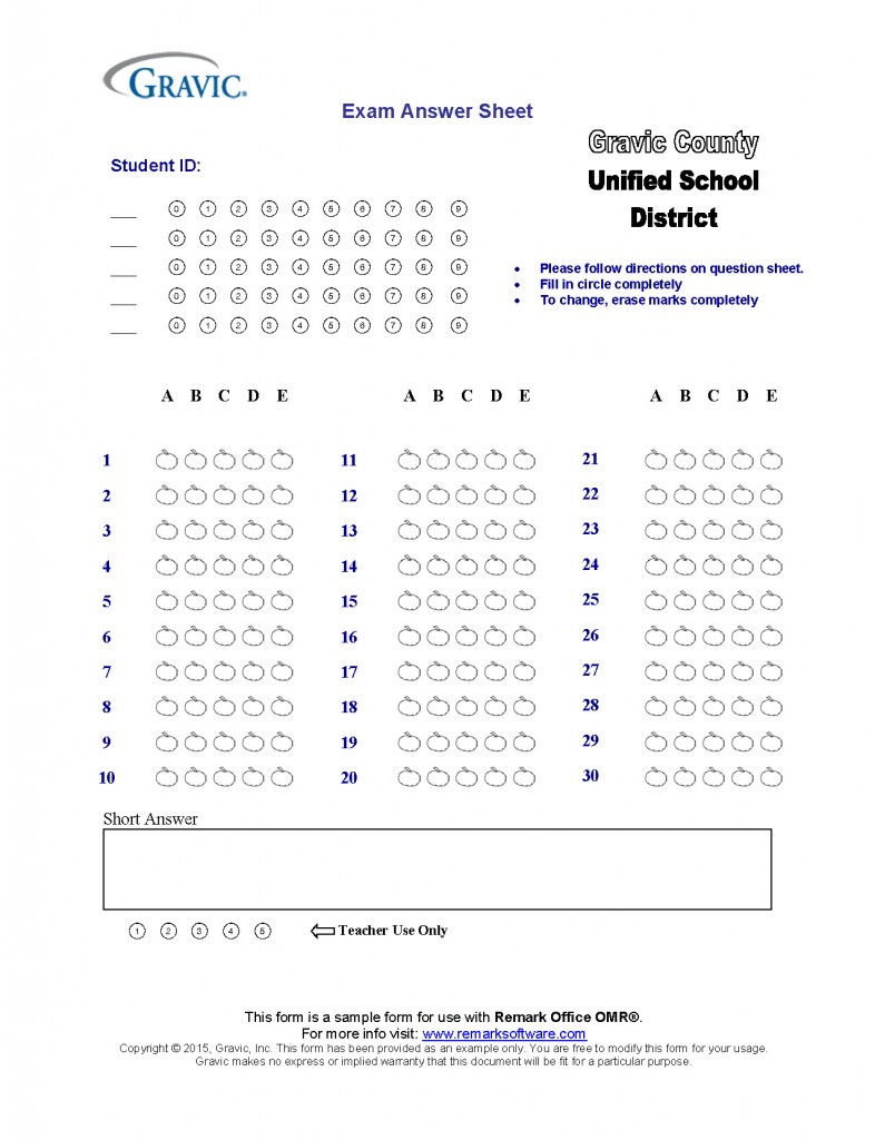 multiple choice answer sheet pdf