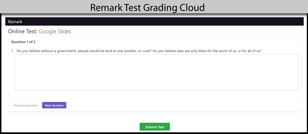 Remark Test Grading Example for Google slides