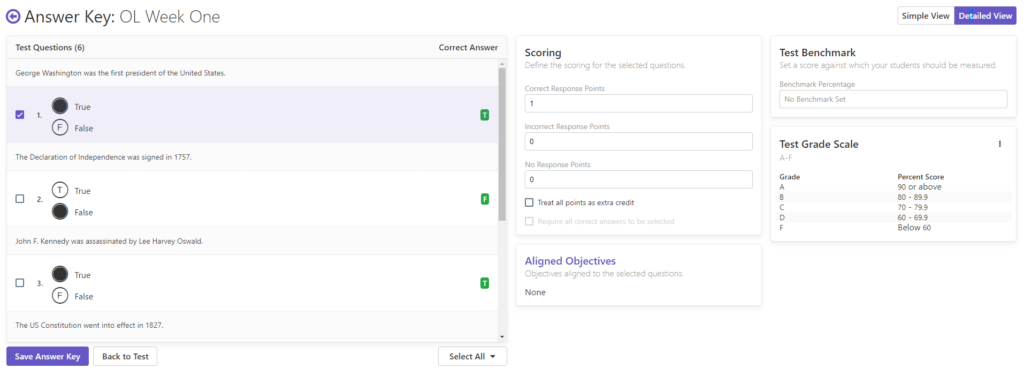 Remark Test Grading Cloud Answer Key