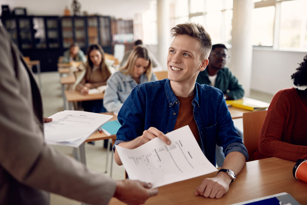 Student getting his test back fast thanks to Remark Test Grading and FACTS